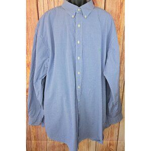 Ralph Lauren Mens Blue Check Classic Fit Button-Down Shirt 4XLT 100% Cotton